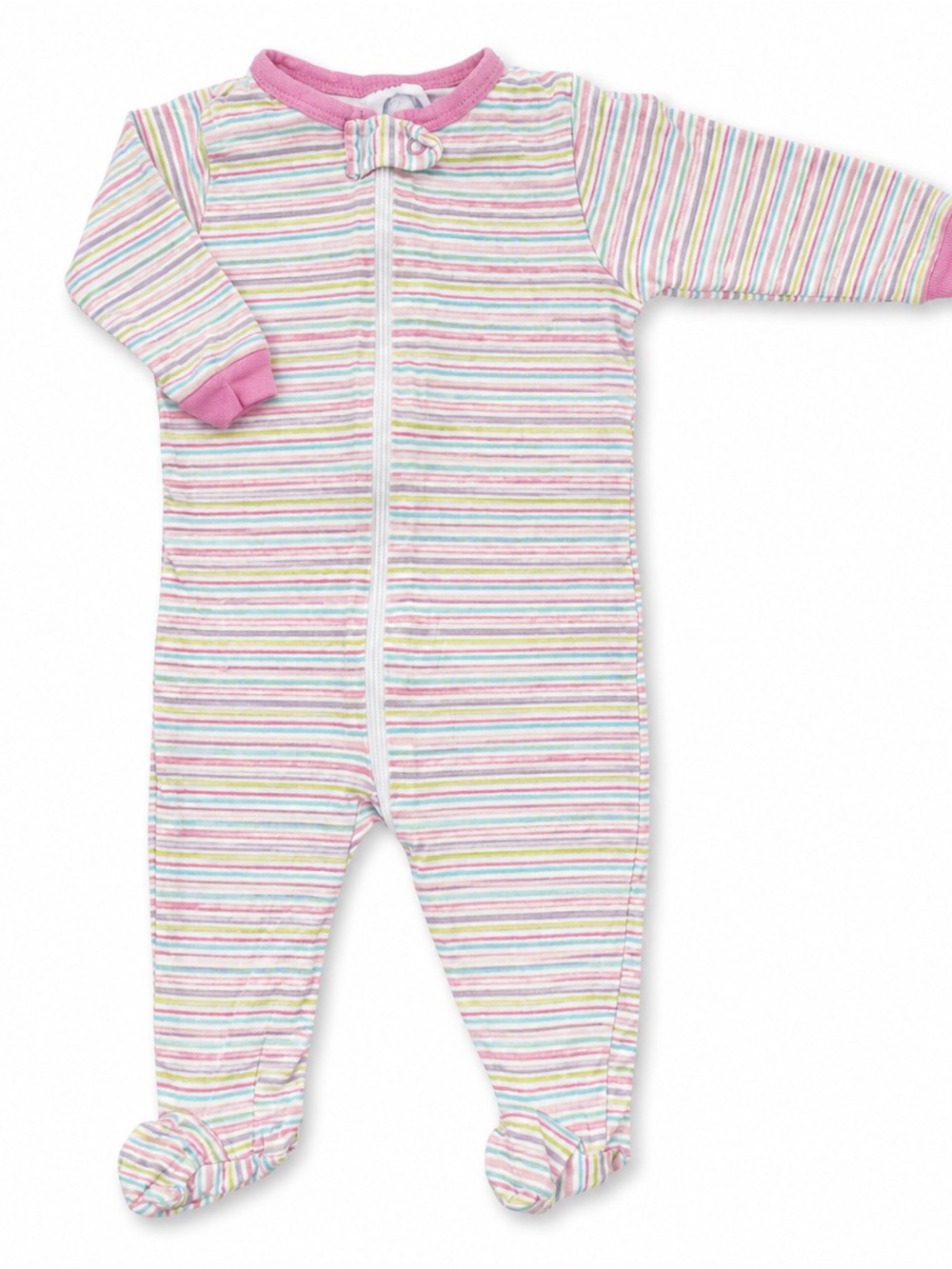 Gerber Pink and White Multi-Stripe Footed One-Piece
